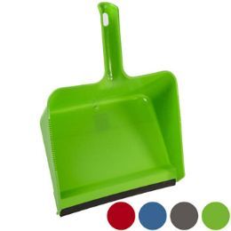 24 Pieces Dust Pan Jumbo W/rubber Lip 11.5in 4 Colors In Pdq - Dust Pans