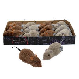 48 Wholesale Mouse WinD-Up Furry 2ast Color Brown/grey 6.75in X 2.5inin 12pc Pdq