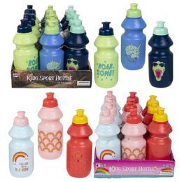 24 Wholesale Sports Bottle Kids 12oz 2-12pcpdq Per Mstr 6ast/dino&rainbowht