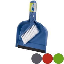 48 Pieces Dust Pan Mini W/rubber Lip & Brush 4 Colors 9.5x6.5 In Pdq - Dust Pans