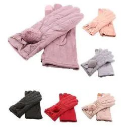 36 Bulk Women's Winter Glove Warm Plush Lining Mitten With Faux Fur Cuff