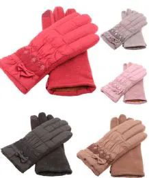 36 Pairs Women's Winter Glove Warm Plush Lining Mitten With Small Bow Design - Winter Gloves