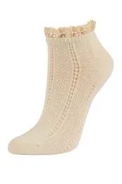 120 Pairs Sofra Girl's Texture No Show Lace Socks 7-9 - Girls Crew Socks