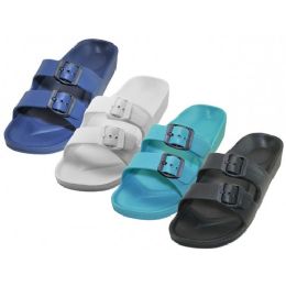 36 Wholesale Women's Easty Usa Super Soft Double Strap With Side Buckle Sandals