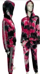 36 Pieces Womens Two Piece Tie Dye Outfits Hoodie With Pants Set - Womens Active Wear
