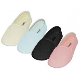 48 Wholesale Women's Cotton Terry Upper Close Toe And Close Back House Slippers
