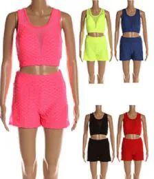 48 Pieces Womens Scrunched Two Piece Set - Womens Rompers & Outfit Sets