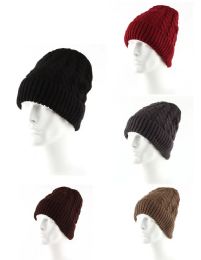 72 Bulk Adults Ribbed Heavy Knit Winter Hat