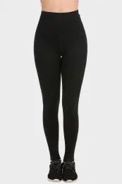 48 Pieces Mamia Womens Full Length Cotton LeggingS-Black - Womens Active Wear