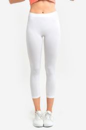 72 Wholesale Mopas Ladies Nylon Capri Leggings White