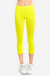 72 Wholesale Mopas Ladies Nylon Capri Leggings Yellow
