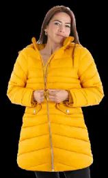 12 Pieces Ladies ThreE-Quarter Length Full Zip 20d Puffer Down Jacket Mustard 12/cs (S-Xl) - Women's Winter Jackets