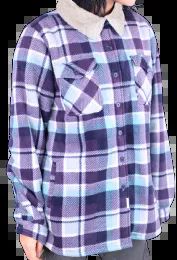 12 Wholesale Ladies Plaid Long Sleeve Button Down Shirt Lavender 12/cs (2X-4x)
