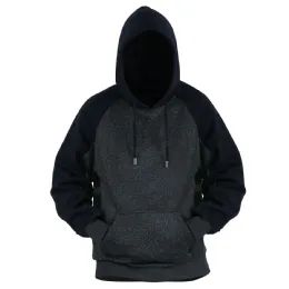 12 Wholesale Men's Colorblock Hooded Pullover Fleece Lined Sweatshirt Black/black (S-2xl) 12pcs