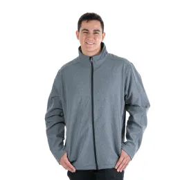 12 Wholesale Men's Solid FulL-Zip Mock Neck Lightweight Jacket Heather Grey Small 12pcs