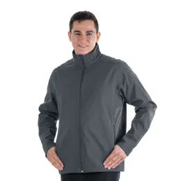 12 Wholesale Men's Solid FulL-Zip Mock Neck Lightweight Jacket Dark Grey Large 12pcs