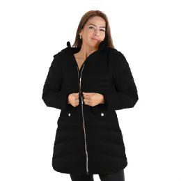 12 Units of Ladies ThreE-Quarter Length Full Zip 20d Puffer Down Jacket Black 12/cs (S-Xl) - Womens Thermals