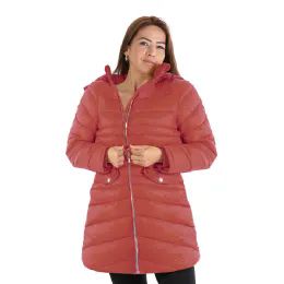 12 Units of Ladies ThreE-Quarter Length Full Zip 20d Puffer Down Jacket Pink 12/cs (1X-3x) - Womens Thermals