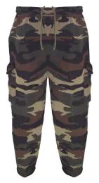 24 Wholesale Men's Soft Solid Straight Let Cargo Sweatpants Camo Green (S-3xl) 24pcs