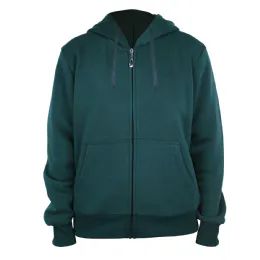 12 Wholesale Ladies Full Zip Fleece Lined Hoody Sweatshirt Dark Teal 12/cs (S-2xl)