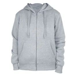 12 Wholesale Ladies Full Zip Fleece Lined Hoody Sweatshirt Heather Grey 12/cs (2X-3x)