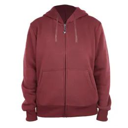 12 Wholesale Ladies Full Zip Fleece Lined Hoody Sweatshirt Plum 12/cs (2X-3x)