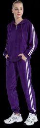 12 Pieces Ladies 2pc Set Soft Velour Hooded Sweatshirt & Sweatpant W/ Pockets Purple (S-Xl) 12/cs - Womens Active Wear