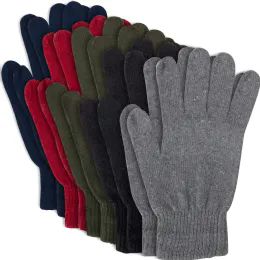 100 Pieces Adult Knitted Gloves -5 Assorted Colors - Knitted Stretch Gloves