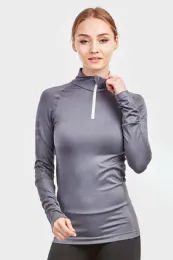 24 Wholesale Sofra Ladies 1/4 Zip Active PulloveR- Gry