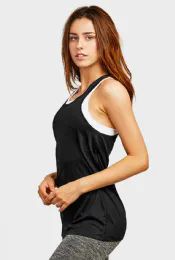 72 Pieces Sofra Ladies Athletic Tank Top Black - Womens Camisoles & Tank Tops