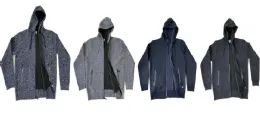 24 Pieces Mens Fashion Full Zip Acrylic Hooded Sweater With Fleece Lining Assorted Color - Mens Sweat Shirt
