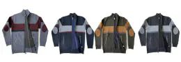 24 Wholesale Mens Fashion Full Zip Acrylic Sweater With Fleece Lining Assorted Color