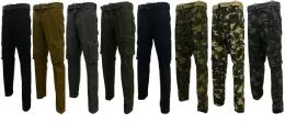 12 Pieces Mens Fashion Cargo Pants With Belt In Black - Mens Pants