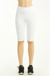 48 Pieces Sofra Ladies Cotton 21 Inch Outseam Shorts W/ High Waistband Offwhite - Womens Leggings