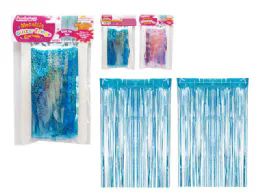 144 Wholesale Pink And Blue Fringe Curtain Metallic Foil Glitter