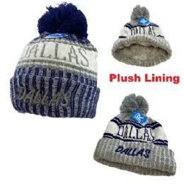 48 Bulk Plush Lined Knit Hat With Pompom