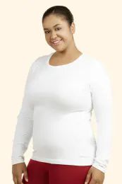 72 Wholesale Sofra Ladies Long Sleeve Crew Neck T-Shirt Plus Size -White