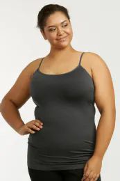 72 Pieces Sofra Ladies Poly Camisole Plus Size In D.grey - Womens Camisoles & Tank Tops