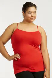 72 Wholesale Sofra Ladies Poly Camisole Plus Size In Red