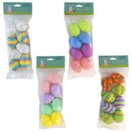 48 Wholesale Easter Egg Printed 8pk Med Size 3/4 Asst Designs Pb/hdr