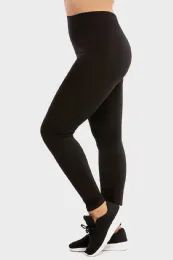 60 Wholesale Sofra Ladies Polyester Leggings Plus Size Black