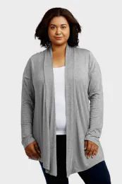 24 Wholesale Sofra Ladies Rayon Cardigan Plus Size H.gry