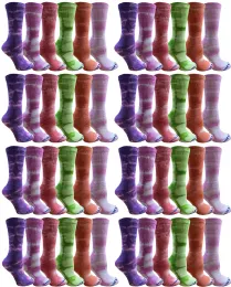 48 Pairs Yacht & Smith Womens Ring Spun Cotton Tie Dye Crew Socks Size 9-11 Super Soft Arch Support - Womens Crew Sock