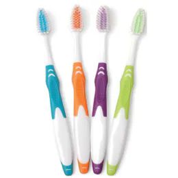 864 Bulk Freshmint Adult Rubber Handle Nylon Toothbrush