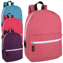 24 Wholesale 4 Colors 17 Inch Solid Backpack
