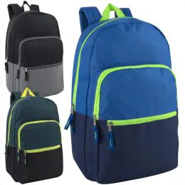 24 Wholesale Two Tone 19 Inch Backpacks