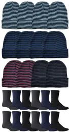 48 Bulk Yacht & Smith Wholesale Thermal Socks And Beanie Set For Men