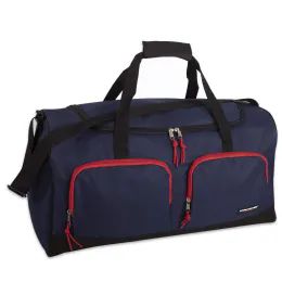 24 Wholesale 24 Inch Multi Pocket Duffle BaG-Navy
