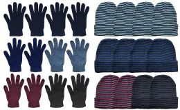 48 Wholesale Yacht & Smith Unisex Warm Winter Hats And Glove Set Assorted Colors 48 Pieces