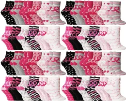 Women's Breast Cancer Awareness Fuzzy Socks, Assorted Size 9-11